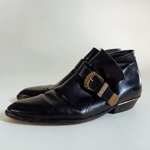 Vintage Black Leather Ankle Boots
